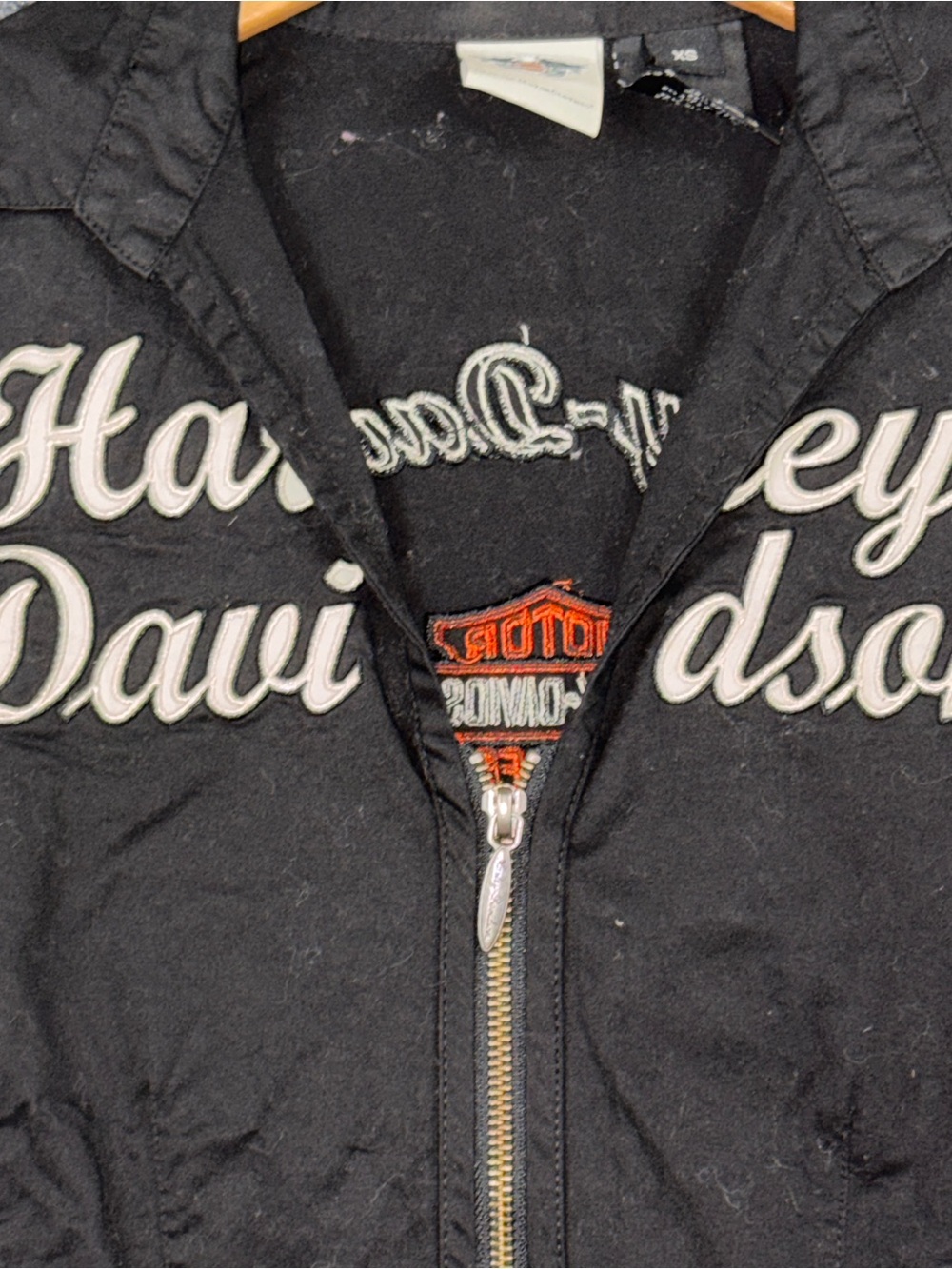 Harley-Davidson Blouse Womens XS Black Zip Front Short Sleeve Embroidered - Picture 4 of 7